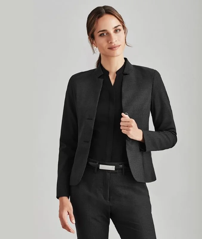 Ladies Woolblend Short Jacket with Reverse Lapel