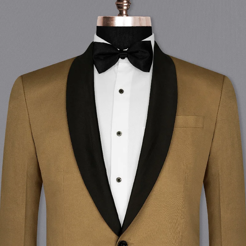 Oak Brown Premium Cotton Tuxedo Blazer